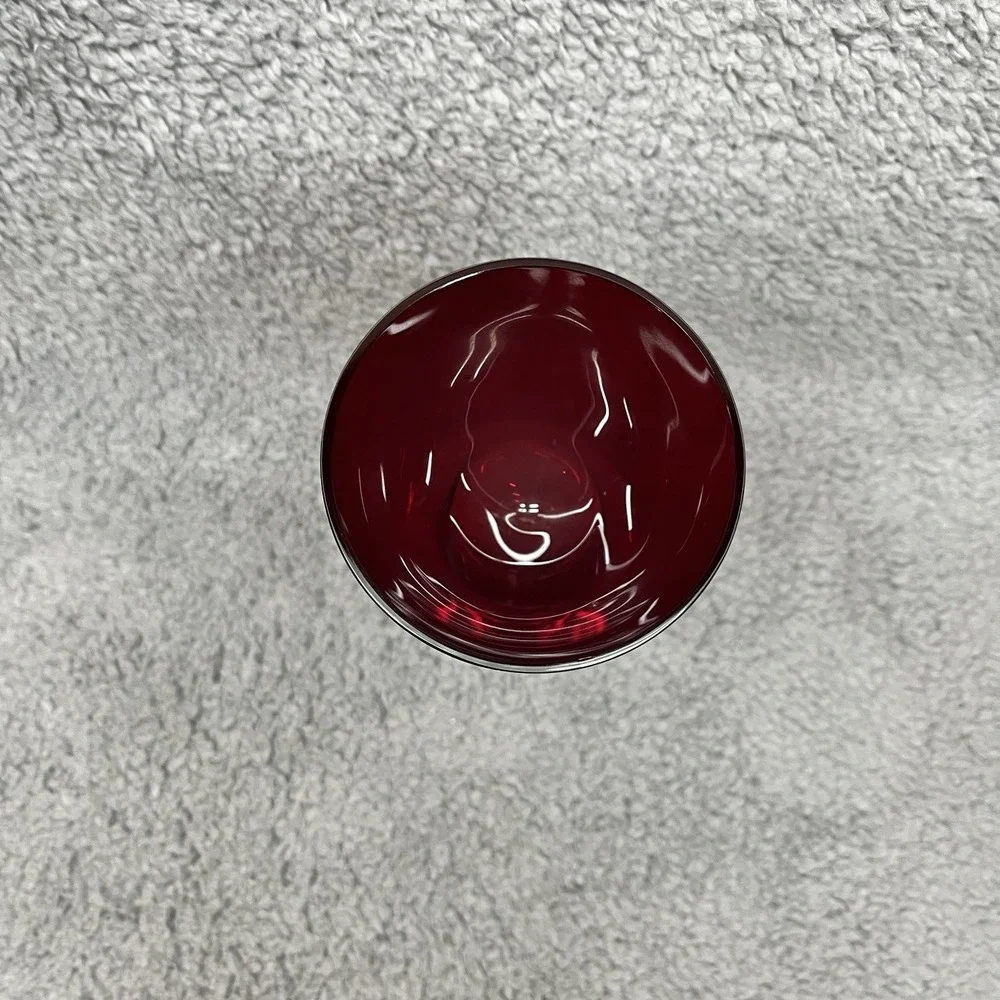 Ruby Red Goblet Heavy Wine Glass Glass Clear‎ Stem 8.5
